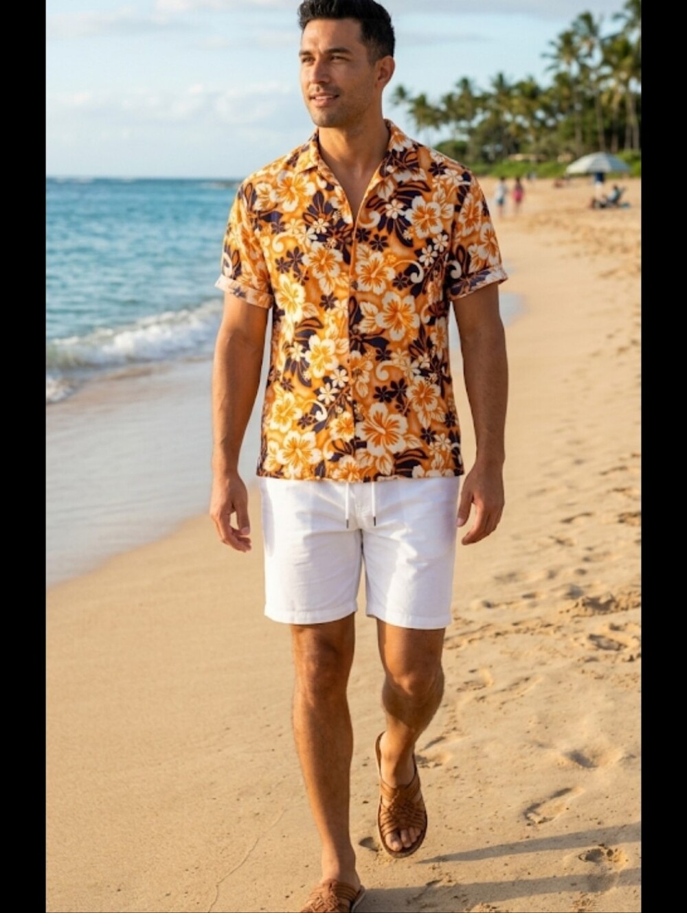Hawaiian Shirt XL Orange Tropical Floral ODO Vacationwear
